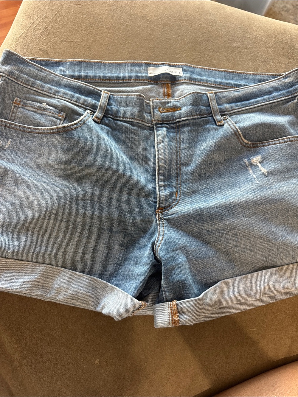 LOFT Light Blue Rolled Cuff Denim Shorts